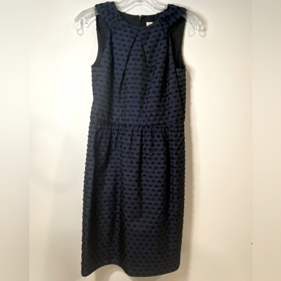 Shoshanna Dress Women's Navy Blue Dot Sleeveless Sparkly Metallic Dots Size 4 - Picture 1 of 8